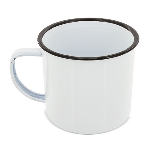 enameled metal cup with edge enameled metal cup with edge