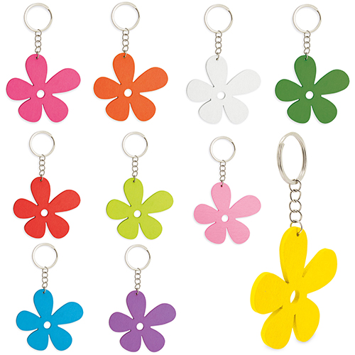 LLAVERO DE MADERA HAPPY FLOWER( 1 PACK 10 UDS.)