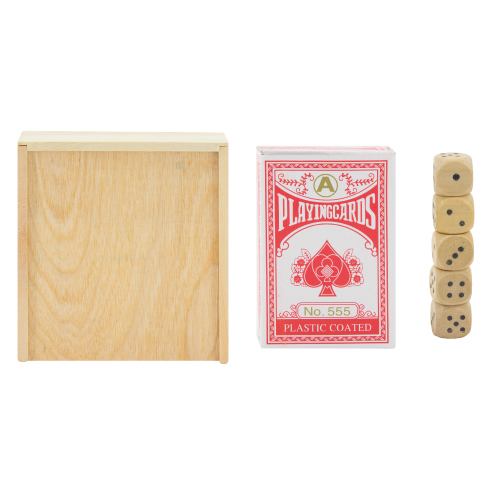 WOODEN DECK AND DICE SET