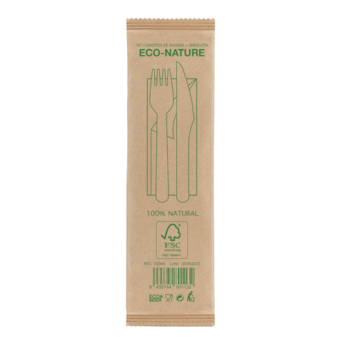 WOODEN CUTLERY SET 3 PCS "TAPA"