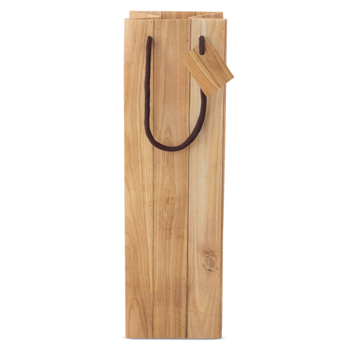 BOLSA PAPEL EFECTO MADERA 1 BOTELLA "ABETO"