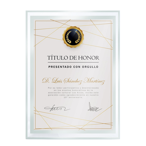 <p>MARCO CRISTAL DIPLOMA A5 "BISELA"</p>