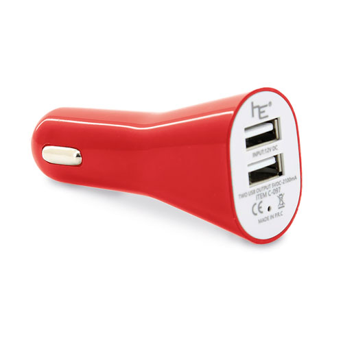 CARGADOR DE COCHE DOBLE USB ROJO