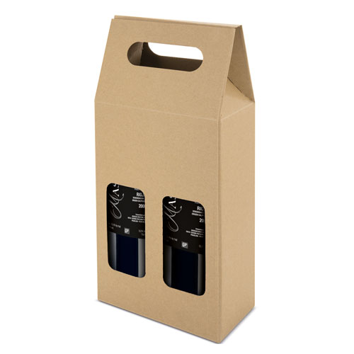 CAJA CARTON VENTANA 2 BOTELLAS 