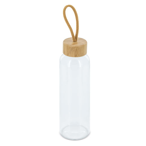 Glass bottle with bamboo lid 